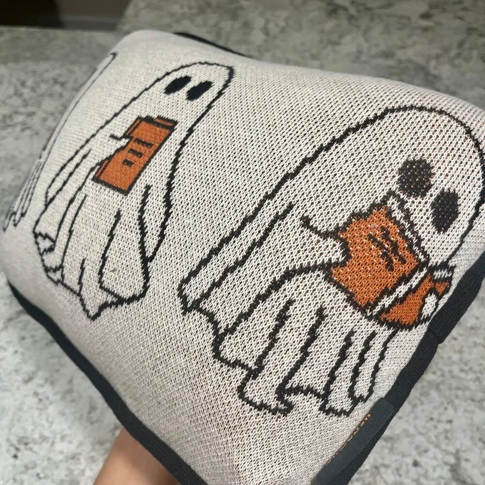 Goblin and Ghoul Halloween Ghost Reading Decorative Throw Blanket w Pillow (2)